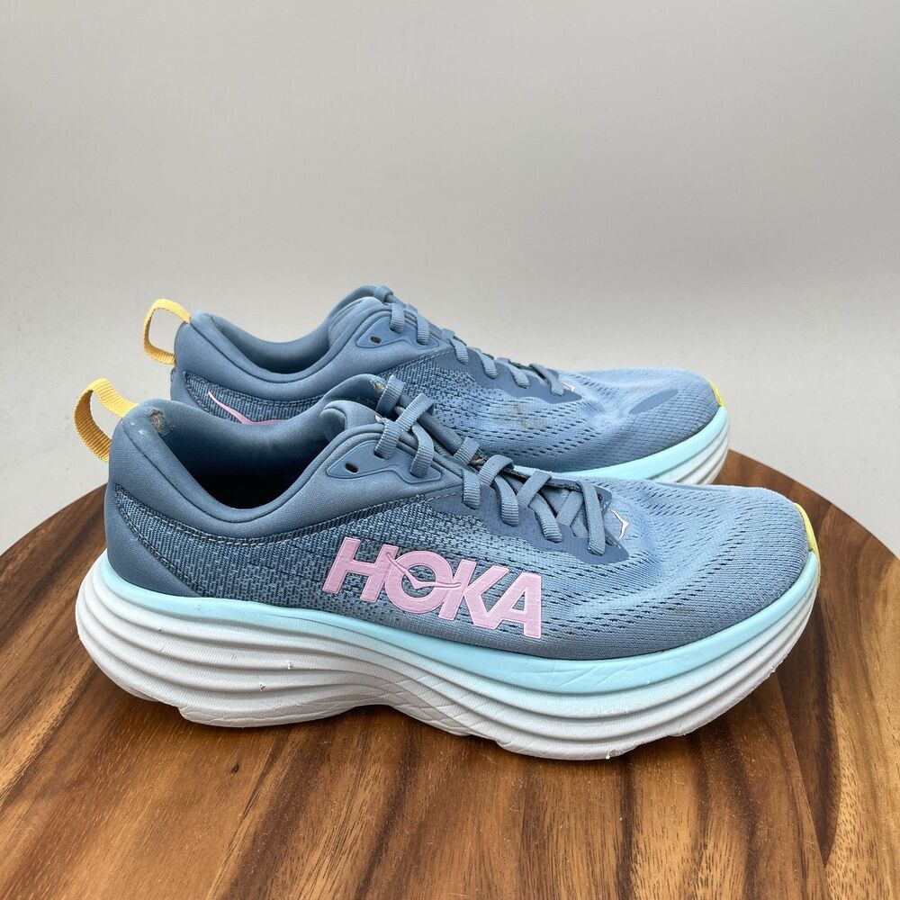 Hoka One One Bondi 8 Shoes Womens Size 9.5 B Blue Running Comfort Walking Gym